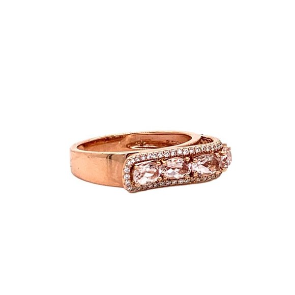 Morganite and Diamond Ring in 14K Rose Gold - Picture 3 of 4